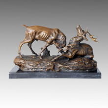 Статуя животных Двойные олени, играющие в бронзовую скульптуру, Томас Тпал-155
